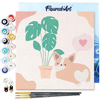 ART Mini Pintar por Números 20x20cm con marco para Adultos Perrito Manualidades con pintura acrílica Kit Cuadro DIY completo ART Mini Pintar por Números 20x20cm con marco para Adultos Perrito Manualidades con pintura acrílica Kit Cuadro DIY completo