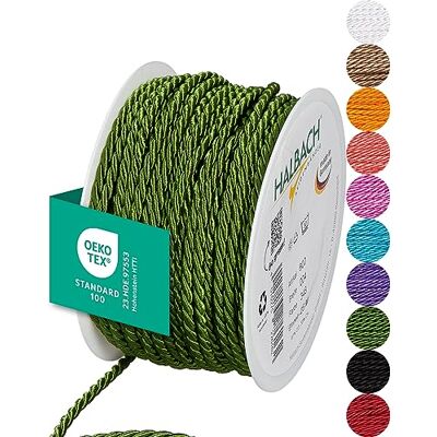 Halbach Seidenbänder Cordón de satén prémium de 6 mm de Ancho / 10 m de Longitud para Decorar Regalos, cordón Brillante de Acetato, cordón Decorativo para Manualidades, Color: Verde Musgo Halbach Seidenbänder Cordón de satén prémium de 6 mm de Ancho / 10 m de Longitud para Decorar Regalos, cordón Brillante de Acetato, cordón Decorativo para Manualidades, Color: Verde Musgo