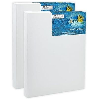 CHELY INTERMARKET MOD561 Lienzos Para Pintar 24x30 CM Pack 2 Unidades Bastidor Madera 37 MM Algodón Blanco Preimprimado Profesional Para Acrílico Óleo Manualidades Bellas Artes Artistas Aficionados CHELY INTERMARKET MOD561 Lienzos Para Pintar 24x30 CM Pack 2 Unidades Bastidor Madera 37 MM Algodón Blanco Preimprimado Profesional Para Acrílico Óleo Manualidades Bellas Artes Artistas Aficionados