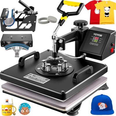 VEVOR 5 en 1 Nueva Máquina de Sublimación de Camiseta 38 X 38 cm Prensa de Transferencia de Calor Digital, Máquina de Prensa de Calor, Máquina de Transferencia de Calor con Placa Ajustable Negro VEVOR 5 en 1 Nueva Máquina de Sublimación de Camiseta 38 X 38 cm Prensa de Transferencia de Calor Digital, Máquina de Prensa de Calor, Máquina de Transferencia de Calor con Placa Ajustable Negro