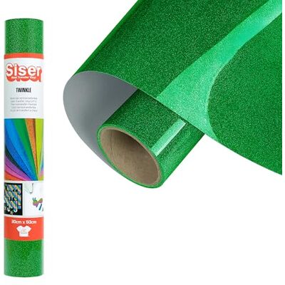 SISER ® Twinkle Green Verde, 30 cm x 0,5 m, vinilo termotransferible termoadhesivo con purpurina reflectante para la personalización de tejidos, ropa y accesorios, manualidades creativas, fácil de SISER ® Twinkle Green Verde, 30 cm x 0,5 m, vinilo termotransferible termoadhesivo con purpurina reflectante para la personalización de tejidos, ropa y accesorios, manualidades creativas, fácil de