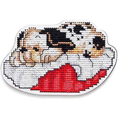 RTO Kit de punto de cruz para perro dormido sobre placa de madera, algodón, multicolor, 10 x 6,5 cm RTO Kit de punto de cruz para perro dormido sobre placa de madera, algodón, multicolor, 10 x 6,5 cm