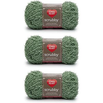 Red Heart Scrubby Ovillo de té verde, paquete de 3 unidades de 3.5 onzas, poliéster, tamaño mediano 4 (peinado), 92 yardas, tejido de punto/ganchillo Red Heart Scrubby Ovillo de té verde, paquete de 3 unidades de 3.5 onzas, poliéster, tamaño mediano 4 (peinado), 92 yardas, tejido de punto/ganchillo