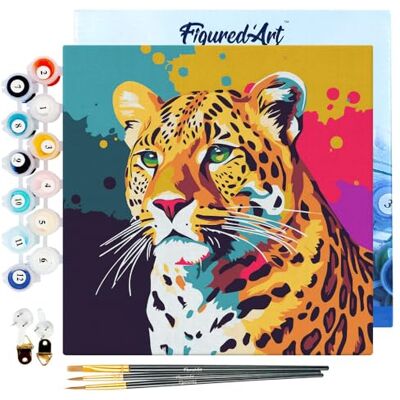 Mini Pintar por Números 20x20cm con marco para Adultos Arte Pop Abstracto de Leopardo Manualidades con pintura acrílica Kit Cuadro DIY completo Mini Pintar por Números 20x20cm con marco para Adultos Arte Pop Abstracto de Leopardo Manualidades con pintura acrílica Kit Cuadro DIY completo