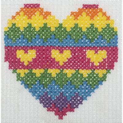Trimits Kit de punto de cruz para niños para aprender a cruzar, incluye instrucciones de hilo de aguja de lienzo, 15 x 15 cm, corazón Trimits Kit de punto de cruz para niños para aprender a cruzar, incluye instrucciones de hilo de aguja de lienzo, 15 x 15 cm, corazón