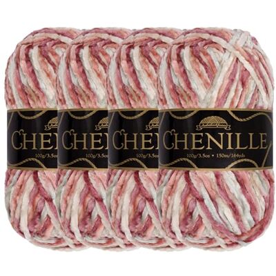 BambooMN JubileeYarn Hilo de chenilla, grosor medio, 100 g/madeja, Shambala, terciopelo multicolor jaspeado, 4 madejas BambooMN JubileeYarn Hilo de chenilla, grosor medio, 100 g/madeja, Shambala, terciopelo multicolor jaspeado, 4 madejas