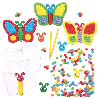 Baker Ross Kit Mariposa con Pompones Multicolor Set de 5, bolso para niños Baker Ross Kit Mariposa con Pompones Multicolor Set de 5, bolso para niños