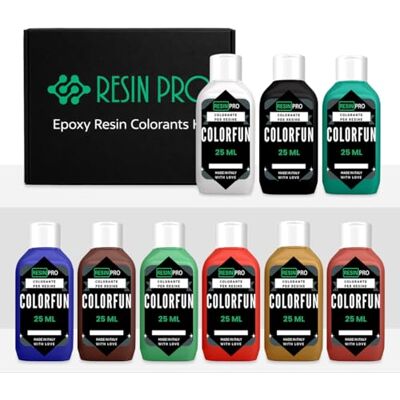 RESIN PRO Set 9 Pastas Colorantes, Colores Concentrados, Intensos y Brillantes para Resinas Epoxi Bricolaje, Joyería, Mesas de Resina, Creaciones Artísticas (9x25 ml) RESIN PRO Set 9 Pastas Colorantes, Colores Concentrados, Intensos y Brillantes para Resinas Epoxi Bricolaje, Joyería, Mesas de Resina, Creaciones Artísticas (9x25 ml)