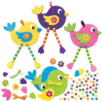 Baker Ross Decoración de Pájaros con Cuentas Juego de 5, Manualidades para Niños Baker Ross Decoración de Pájaros con Cuentas Juego de 5, Manualidades para Niños