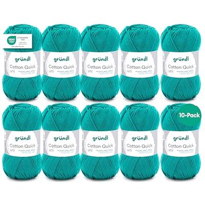 Gründl Cotton Quick Uni Hilo 10 ovillos, verde esmeralda Hilo de Colores 100% Algodón, 125 m, Aguja 3-4, Suave y Agradable para la Piel, Brillante Gründl Cotton Quick Uni Hilo 10 ovillos, verde esmeralda Hilo de Colores 100% Algodón, 125 m, Aguja 3-4, Suave y Agradable para la Piel, Brillante