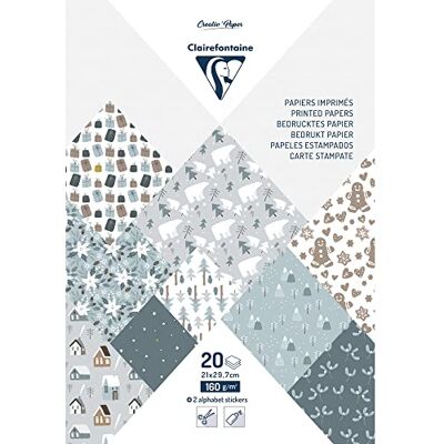 Clairefontaine Bloc de 20 Hojas con Patrones Polares Navideños Formato A4 (21x29,7cm) 160g + Pegatinas Alfabeto + Idea Creativa Papel Scrapbooking Ocio Creativo Clairefontaine Bloc de 20 Hojas con Patrones Polares Navideños Formato A4 (21x29,7cm) 160g + Pegatinas Alfabeto + Idea Creativa Papel Scrapbooking Ocio Creativo
