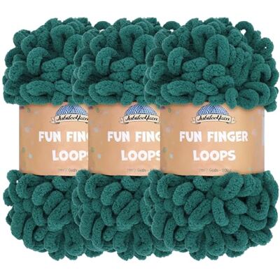 BambooMN JubileeYarn Fun Hilo de poliéster para lazos de dedos, 100 g/ovillo, jade, 3 ovillos BambooMN JubileeYarn Fun Hilo de poliéster para lazos de dedos, 100 g/ovillo, jade, 3 ovillos