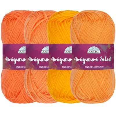 BambooMN JubileeYarn Amigurumi Select Yarn Hilo acrílico para bebé, tonos de naranja, 4 madejas BambooMN JubileeYarn Amigurumi Select Yarn Hilo acrílico para bebé, tonos de naranja, 4 madejas