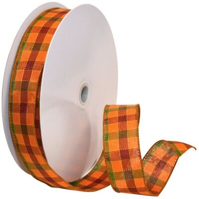 Morex Autumn Plaid Wired Plaid Fabric Ribbon, 1-1/2-Inch by 50-Yard Spool, Orange Morex Autumn Plaid Wired Plaid Fabric Ribbon, 1-1/2-Inch by 50-Yard Spool, Orange