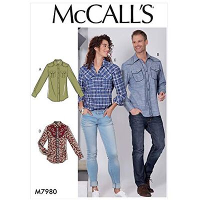 McCall's M7980, patrón de costura, plantilla, papel, color blanco, varios. McCall's M7980, patrón de costura, plantilla, papel, color blanco, varios.