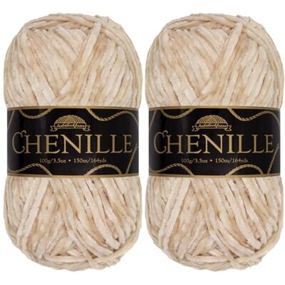 BambooMN JubileeYarn Hilo de chenilla, peso peinado, 100 g/madeja (2 madejas, 117 mazapán) BambooMN JubileeYarn Hilo de chenilla, peso peinado, 100 g/madeja (2 madejas, 117 mazapán)
