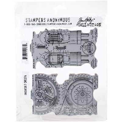 Stampers Anonymous Art Gone Wild Inventor #7, gris, rojo, grande Stampers Anonymous Art Gone Wild Inventor #7, gris, rojo, grande