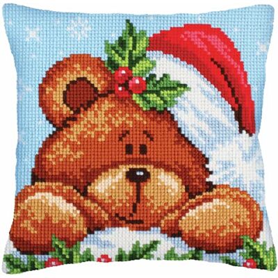 Colección D'Art Cross Stitch Cushion: Christmas with a Teddy Bear CD Colección D'Art Cross Stitch Cushion: Christmas with a Teddy Bear CD