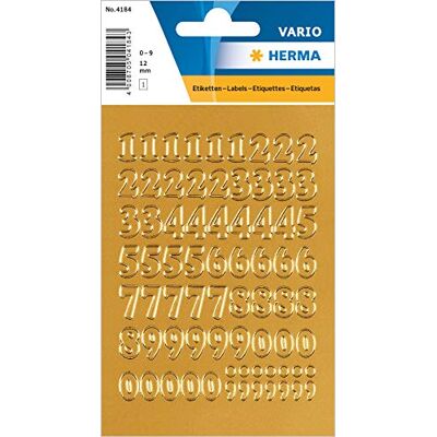 HERMA Números dorados de 12 mm 0-9 Prismaticfolie 1Bl / 1 paquete HERMA Números dorados de 12 mm 0-9 Prismaticfolie 1Bl / 1 paquete