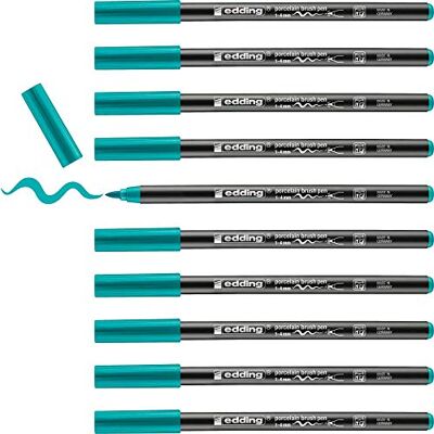 Edding 4200-14 Pack de 10 Rotuladores Pintar Porcelana Punta de Pincel Flexible 1-4mm Azul Turquesa Edding 4200-14 Pack de 10 Rotuladores Pintar Porcelana Punta de Pincel Flexible 1-4mm Azul Turquesa