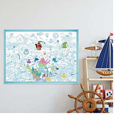 Ambiance Sticker YETI BLANK DESIGNS Póster para colorear gigante XL con más de 150 pegatinas Atlantis y el mar de la vida submarina 100x70cm Póster de idea de regalo con pegatina Ambiance Sticker YETI BLANK DESIGNS Póster para colorear gigante XL con más de 150 pegatinas Atlantis y el mar de la vida submarina 100x70cm Póster de idea de regalo con pegatina