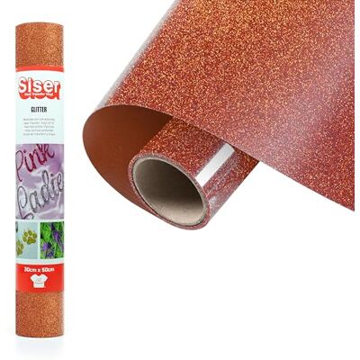 SISER ® Glitter Copper Cobre, 30 cm x 0,5 m, vinilo termotransferible termoadhesivo con purpurina para la personalización de tejidos, ropa y accesorios, aficiones creativas, fácil de cortar SISER ® Glitter Copper Cobre, 30 cm x 0,5 m, vinilo termotransferible termoadhesivo con purpurina para la personalización de tejidos, ropa y accesorios, aficiones creativas, fácil de cortar
