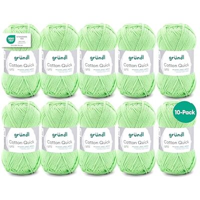 Gründl Cotton Quick Uni Hilo 10 ovillos, kiwi Hilo de Colores 100% Algodón, 125 m, Aguja 3-4, Suave y Agradable para la Piel, Brillante Gründl Cotton Quick Uni Hilo 10 ovillos, kiwi Hilo de Colores 100% Algodón, 125 m, Aguja 3-4, Suave y Agradable para la Piel, Brillante