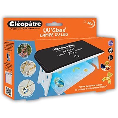 Cléopâtre UV'Glass Lámpara UV-LED de 24 W para hacer tus creaciones de resina en minutos, neutral, 16 x 7 x 8 Cléopâtre UV'Glass Lámpara UV-LED de 24 W para hacer tus creaciones de resina en minutos, neutral, 16 x 7 x 8