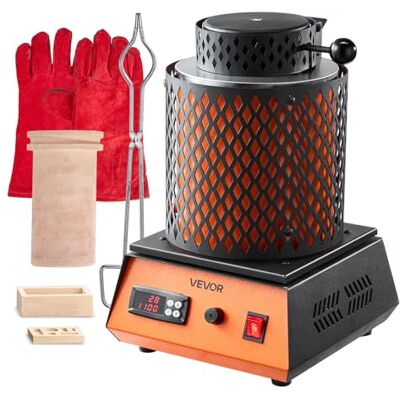 VEVOR Horno de Fusión de Oro Digital, con Crisol Cerámico de 5 kg, 1500 W, máx. 1150 ℃, Kit de Horno de Fusión de Metales para Fabricación de Joyas, Lingotes y Componentes Metálicos, Color Negro VEVOR Horno de Fusión de Oro Digital, con Crisol Cerámico de 5 kg, 1500 W, máx. 1150 ℃, Kit de Horno de Fusión de Metales para Fabricación de Joyas, Lingotes y Componentes Metálicos, Color Negro