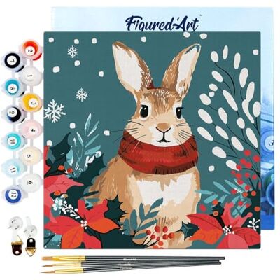 ART Mini Pintar por Números 20x20cm con marco para Adultos Conejito de Navidad Manualidades con pintura acrílica Kit Cuadro DIY completo ART Mini Pintar por Números 20x20cm con marco para Adultos Conejito de Navidad Manualidades con pintura acrílica Kit Cuadro DIY completo