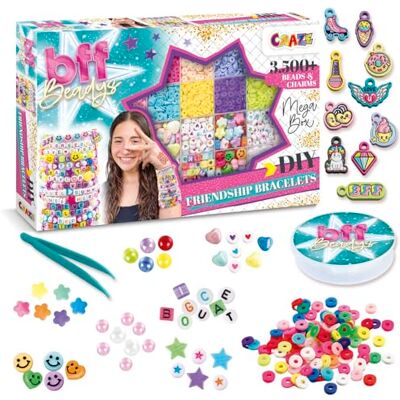 CRAZE BFF Beadys Mega Box Set de pulseras de la amistad, DIY Beadys Hacer pulseras uno mismo, Set de manualidades de joyería infantil CRAZE BFF Beadys Mega Box Set de pulseras de la amistad, DIY Beadys Hacer pulseras uno mismo, Set de manualidades de joyería infantil
