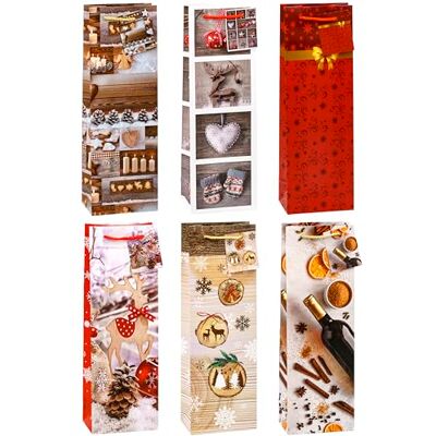 TSI Bolsas de regalo para botellas (12 unidades, 6 modelos, 330 x 110 x 89 mm), diseño navideño 9 TSI Bolsas de regalo para botellas (12 unidades, 6 modelos, 330 x 110 x 89 mm), diseño navideño 9