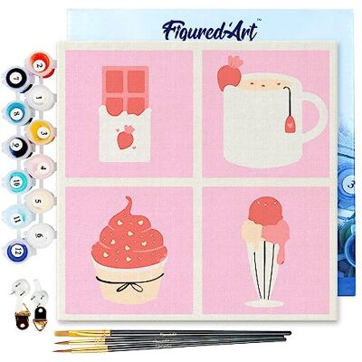 ART Mini Pintar por Números 20x20cm con marco para Adultos Delicias Manualidades con pintura acrílica Kit Cuadro DIY completo ART Mini Pintar por Números 20x20cm con marco para Adultos Delicias Manualidades con pintura acrílica Kit Cuadro DIY completo