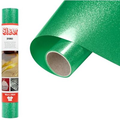 SISER ® Sparkle Green Leaf, 30 cm x 0,5 m, vinilo termotransferible termoadhesivo efecto purpurina brillante para personalizar tejidos, ropa y accesorios, aficiones creativas, fácil de cortar SISER ® Sparkle Green Leaf, 30 cm x 0,5 m, vinilo termotransferible termoadhesivo efecto purpurina brillante para personalizar tejidos, ropa y accesorios, aficiones creativas, fácil de cortar