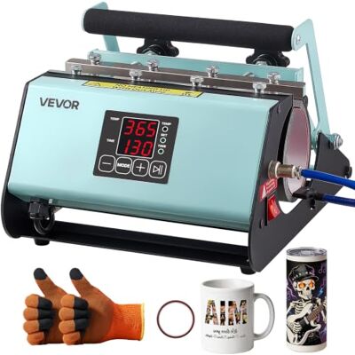 VEVOR Prensa de Calor para Tazas Prensa Térmica para Vasos Máx. de 887 mL, Temperatura Ajustable 0-220℃ Temporizador 0-999s Cinta y Guantes, Máquina de Sublimación para Vasos de Vidrio Cerámica, Verde VEVOR Prensa de Calor para Tazas Prensa Térmica para Vasos Máx. de 887 mL, Temperatura Ajustable 0-220℃ Temporizador 0-999s Cinta y Guantes, Máquina de Sublimación para Vasos de Vidrio Cerámica, Verde