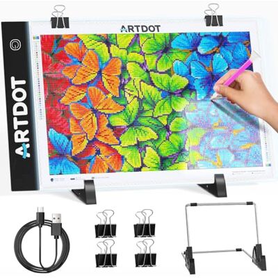 ARTDOT A4 Mesa de Luz LED para Kits de Pintura de Diamante para Adultos, Tablero de Dibujo con Brillo Ajustable y Alimentación USB, Pantalla Luminosa con Accesorios para pintura de diamante ARTDOT A4 Mesa de Luz LED para Kits de Pintura de Diamante para Adultos, Tablero de Dibujo con Brillo Ajustable y Alimentación USB, Pantalla Luminosa con Accesorios para pintura de diamante