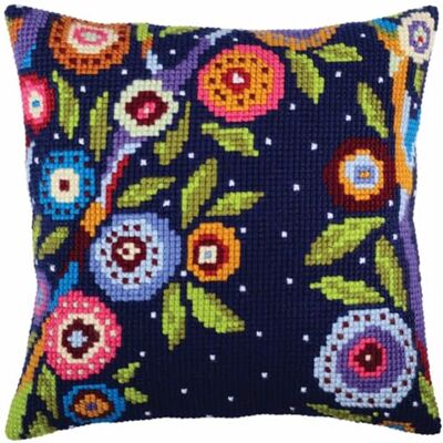 Kit de punto de cruz para cojín en forma de flor, artículo: 5 348, colección D'Art, tamaño: 40 x 40 cm. Kit de punto de cruz para cojín en forma de flor, artículo: 5 348, colección D'Art, tamaño: 40 x 40 cm.