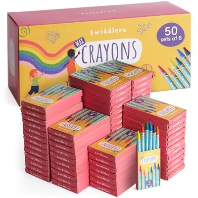 THE TWIDDLERS 50 Cajas de Crayones de Cera, 300 Total, 6 colores por Caja Crayón de Cera para los Niños, Perfecto para Aulas, Relleno de Bolsas de Fiesta, Artes y Manualidades, Restaurantes THE TWIDDLERS 50 Cajas de Crayones de Cera, 300 Total, 6 colores por Caja Crayón de Cera para los Niños, Perfecto para Aulas, Relleno de Bolsas de Fiesta, Artes y Manualidades, Restaurantes