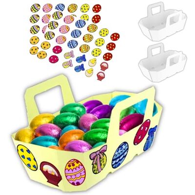 Cléopâtre Kit de cestas de Pascua para decorar Juego de 2 cestas de cartón para decorar, 60 gomas de Pascua Ocio creativo infantil Cléopâtre Kit de cestas de Pascua para decorar Juego de 2 cestas de cartón para decorar, 60 gomas de Pascua Ocio creativo infantil
