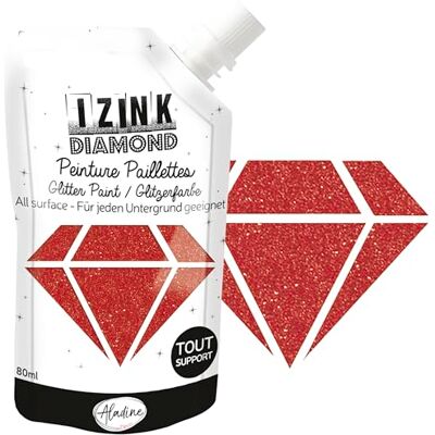 Aladine Izink Diamond Pintura con purpurina Ultra concentrada en lentejuelas Decoración todo soporte DIY y ocio creativos Made in France Botella flexible de 80 ml Rojo Aladine Izink Diamond Pintura con purpurina Ultra concentrada en lentejuelas Decoración todo soporte DIY y ocio creativos Made in France Botella flexible de 80 ml Rojo