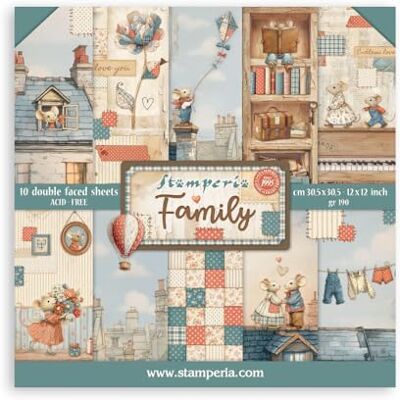 Stamperia Scrapbook Paper Pad for Scrapbooks, Albums, Cards, Bullet Journals and More, Acid Free, Double-Sided, Perfect for Hobbies, Crafts, and Gifting (Family) (30.5 x 30.5cm) Stamperia Scrapbook Paper Pad for Scrapbooks, Albums, Cards, Bullet Journals and More, Acid Free, Double-Sided, Perfect for Hobbies, Crafts, and Gifting (Family) (30.5 x 30.5cm)