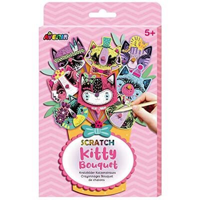 Avenir Juego de Manualidades para rascar con diseño de Ramo de Gatos, Juego Creativo para niños a Partir de 5 años, para Hacer un Ramo de Flores Avenir Juego de Manualidades para rascar con diseño de Ramo de Gatos, Juego Creativo para niños a Partir de 5 años, para Hacer un Ramo de Flores