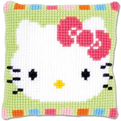 Kit de punto de cruz pastel de Vervaco para almohada Hello Kitty - Kit de bordado Kit de punto de cruz pastel de Vervaco para almohada Hello Kitty - Kit de bordado