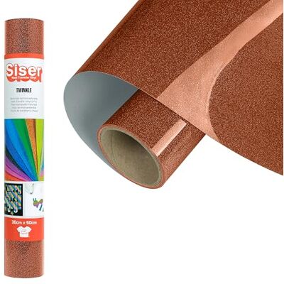 SISER ® Twinkle Copper Cobre, 30 cm x 0,5 m, vinilo termotransferible termoadhesivo con purpurina reflectante para la personalización de tejidos, ropa y accesorios, manualidades creativas, fácil de SISER ® Twinkle Copper Cobre, 30 cm x 0,5 m, vinilo termotransferible termoadhesivo con purpurina reflectante para la personalización de tejidos, ropa y accesorios, manualidades creativas, fácil de