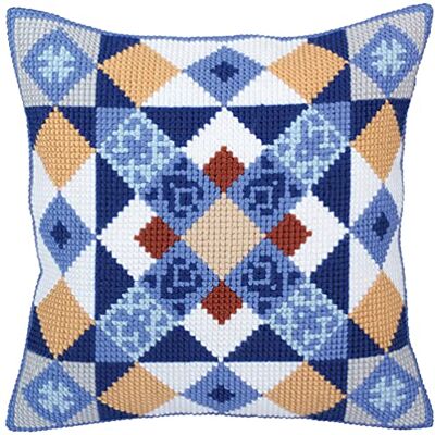 Colección D'Art Stamped Needlepoint Cushion 15.75"X15.75"-Majolica Colección D'Art Stamped Needlepoint Cushion 15.75"X15.75"-Majolica