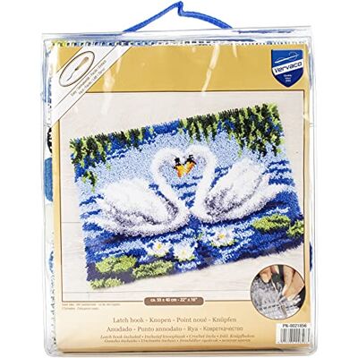 Vervaco Kit Alfombra Gancho De Pestillo Alfombras De Habitacion 2 CISNES DIY Manualidades Adultos Set Creativo Regalo Bordado Kit Principiantes ca. 55 x 40 cm Latch Hook Embroidery Vervaco Kit Alfombra Gancho De Pestillo Alfombras De Habitacion 2 CISNES DIY Manualidades Adultos Set Creativo Regalo Bordado Kit Principiantes ca. 55 x 40 cm Latch Hook Embroidery