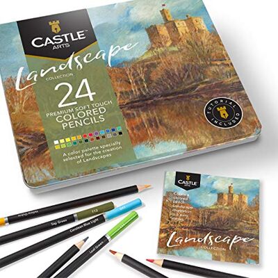 ART Set de 24 Lápices de Colores Paleta Paisajes Núcleos blandos de calidad para adultos perfectos para dibujar, bocetos y colorear mezcla y capas superiores, estuche ART Set de 24 Lápices de Colores Paleta Paisajes Núcleos blandos de calidad para adultos perfectos para dibujar, bocetos y colorear mezcla y capas superiores, estuche