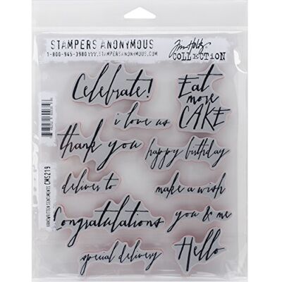Stampers Anonymous Tim Holtz Cling Rubber Stamp Set 7"X8.5"-Handwritten Sentiments Stampers Anonymous Tim Holtz Cling Rubber Stamp Set 7"X8.5"-Handwritten Sentiments