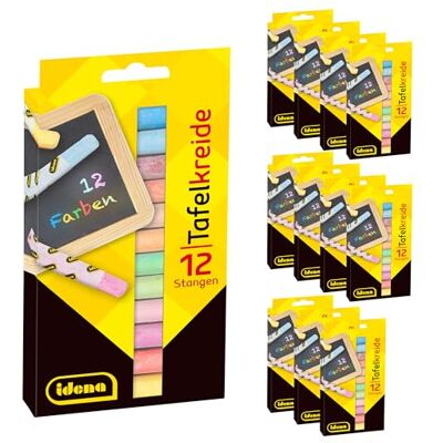 Idena 90519 Tizas para Pizarra en Estuche de cartón, 12 Paquetes de 12 tizas Cada uno en Colores Vivos, tizas sin Polvo y Que se Pueden Limpiar Idena 90519 Tizas para Pizarra en Estuche de cartón, 12 Paquetes de 12 tizas Cada uno en Colores Vivos, tizas sin Polvo y Que se Pueden Limpiar
