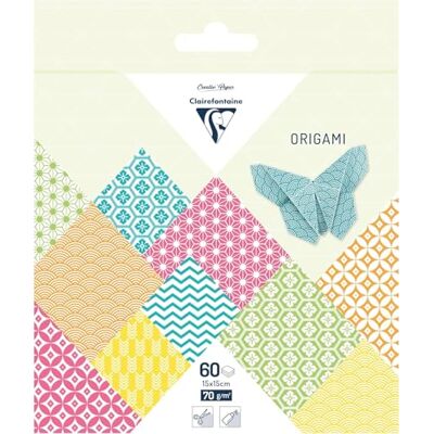 Clairefontaine 60 hojas de papel origami 70g/m² Summer Collection, tamaño 15 x 15 cm, 30 diseños de colores surtidos (2 hojas por patrón), pasatiempos creativos para adultos y niños Clairefontaine 60 hojas de papel origami 70g/m² Summer Collection, tamaño 15 x 15 cm, 30 diseños de colores surtidos (2 hojas por patrón), pasatiempos creativos para adultos y niños